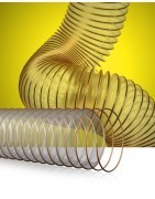 Tubería flexible Esta tubería ha sido fabricada con material de poliuretano altamente resistente a la abrasión de virutas, ademas a sido reforzada con una espiral metálica para poder ofrecer una larga durabilidad.
